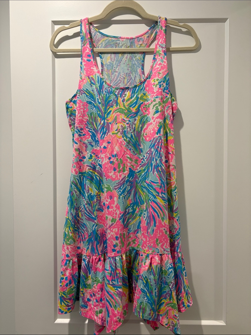 Lilly Pulitzer Pink Blue Green Tropical Print Sleeveless Dress
